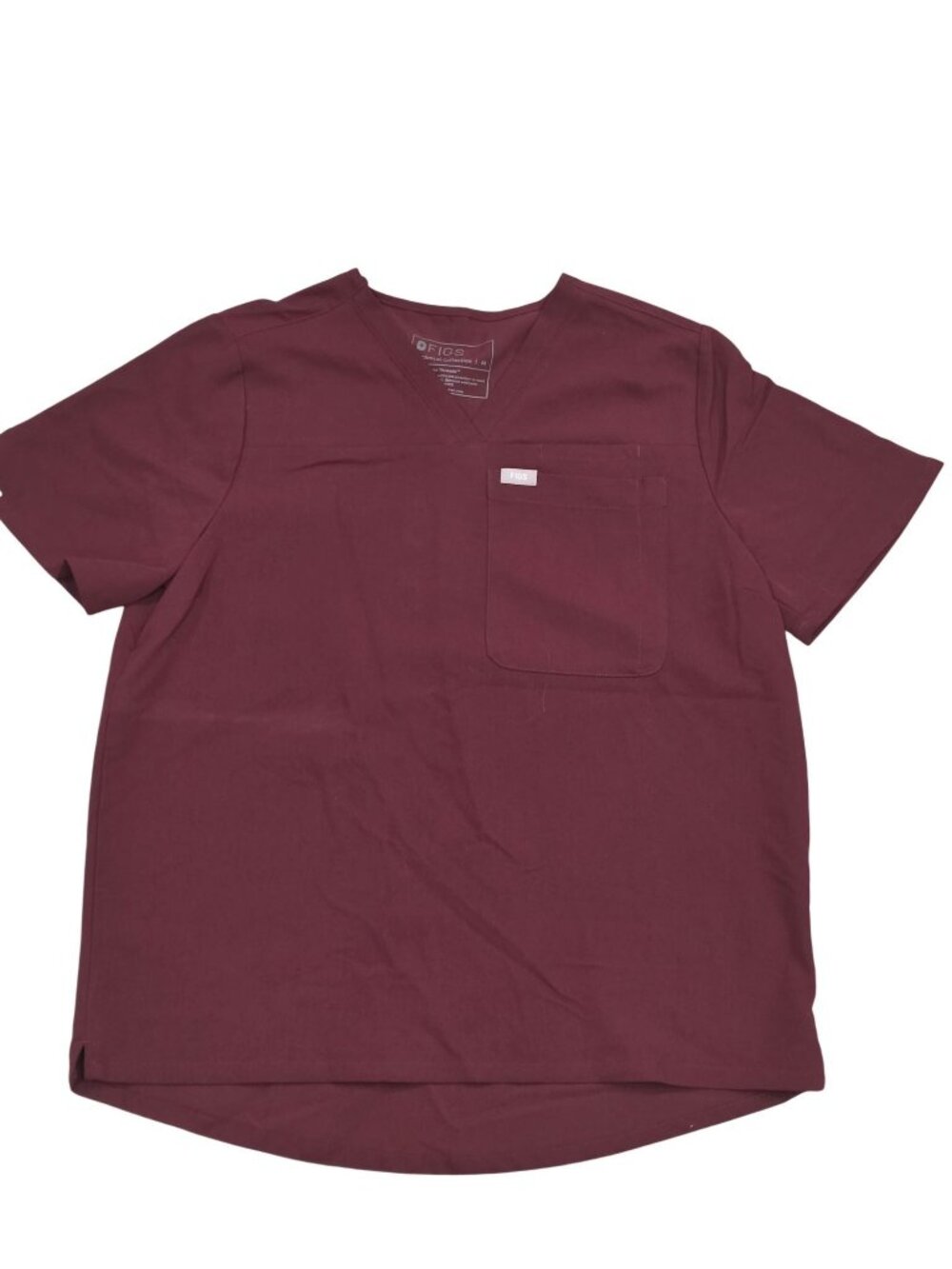 Figs Burgundy Technical Collection Medical Scrub Top With V-Neck & Pocket M